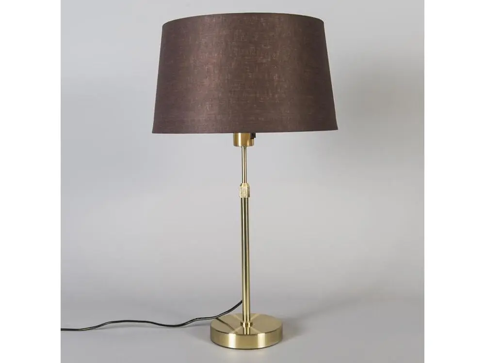 Lampe à poser Lampe de table or / laiton avec abat-jour marron 35 cm réglable - Parte