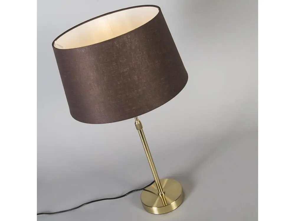Lampe à poser Lampe de table or / laiton avec abat-jour marron 35 cm réglable - Parte