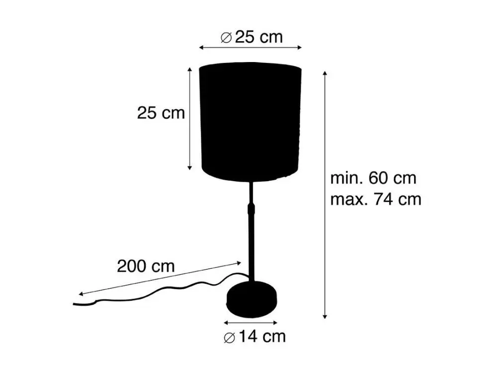 Lampe de table abat-jour velours noir noir 25 cm réglable - Parte en papier artisanal