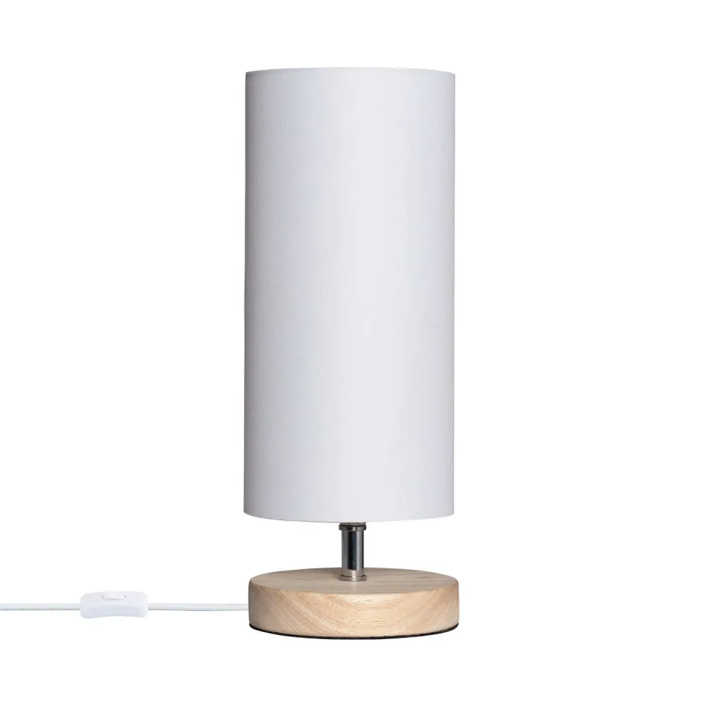 Lampe de table en bois avec abat-jour en tissu modèle Roundi Haarle. avec Abat-Jour Inclus