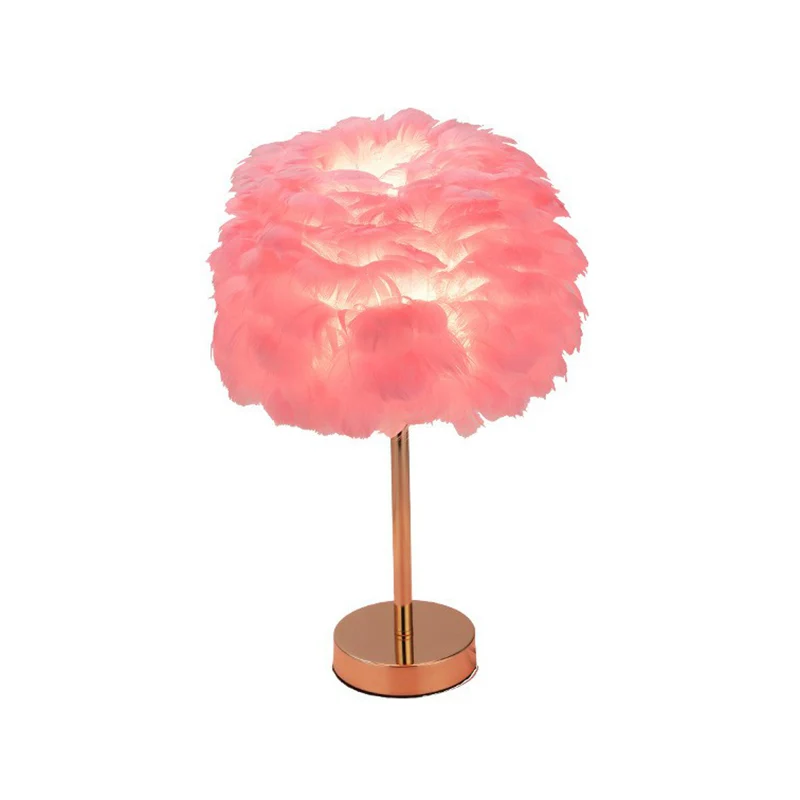 Lampe de table de chevet à abat-jour sphérique de style nordique, lampe de table de salon à 1 lumière en plumes avec varia...