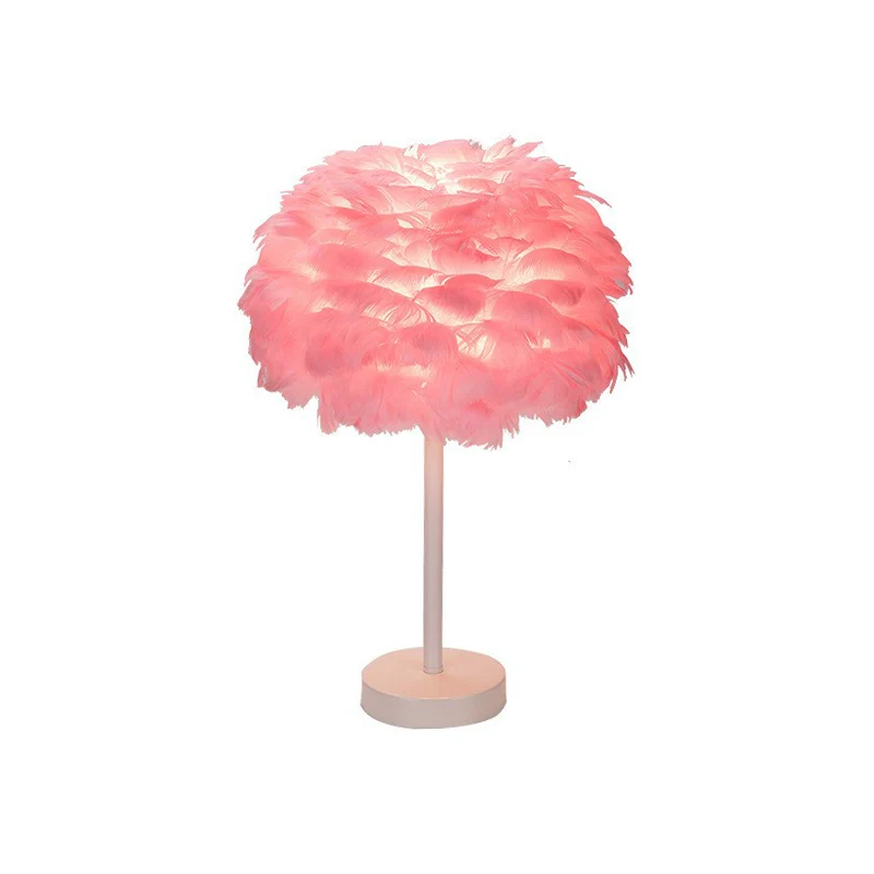 Lampe de table de chevet à abat-jour sphérique de style nordique, lampe de table de salon à 1 lumière en plumes avec varia...