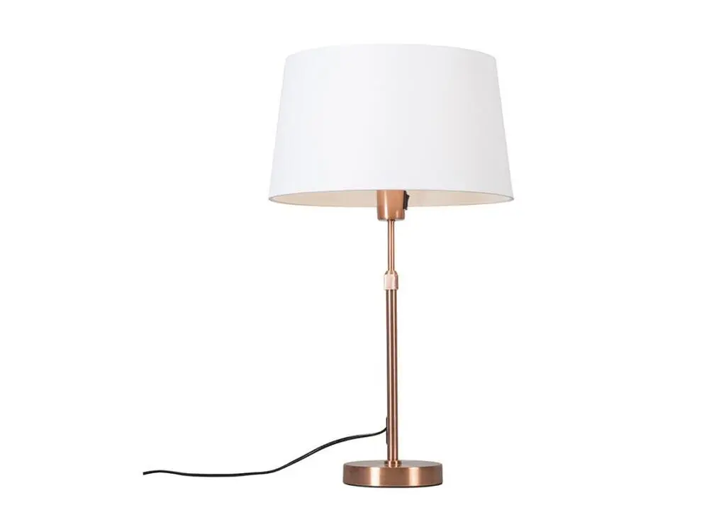 Lampe de table en cuivre avec abat-jour blanc 35 cm réglable - Parte | Dimmable | Haute luminosité