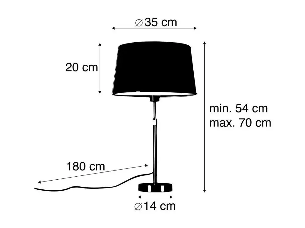 Lampe de table en cuivre avec abat-jour blanc 35 cm réglable - Parte | Dimmable | Haute luminosité