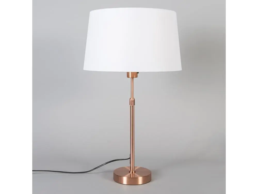 Lampe de table en cuivre avec abat-jour blanc 35 cm réglable - Parte | Dimmable | Haute luminosité