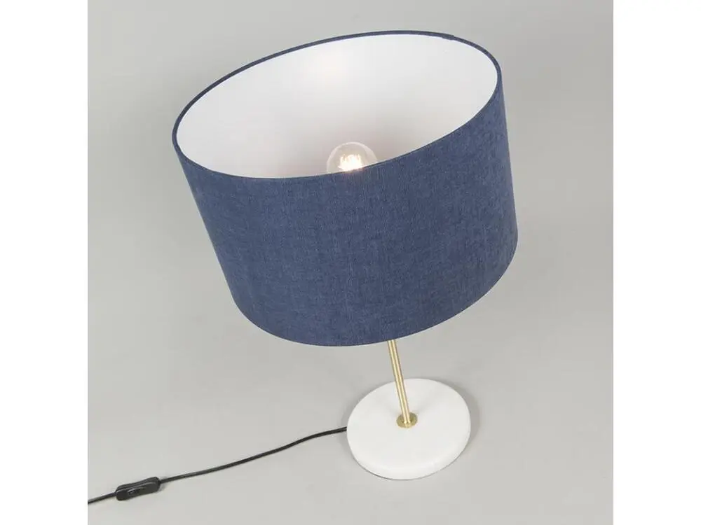 Lampe de table en laiton avec abat-jour bleu 35 cm - Kaso - Certifié CE