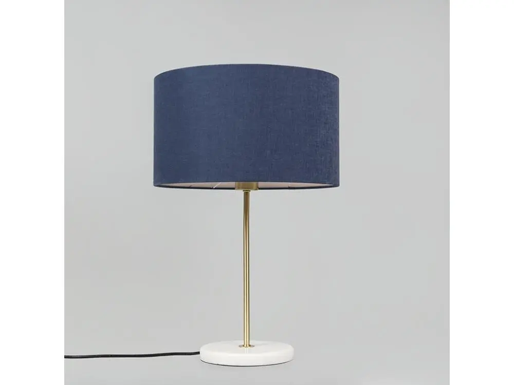 Lampe de table en laiton avec abat-jour bleu 35 cm - Kaso - Certifié CE