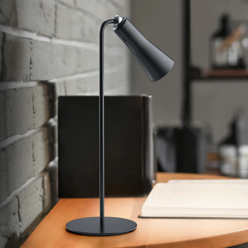Lampe de table LED à autonomie renouvelable Maxi, noir, métal, intensité variable, 36 avec variateur d'intensité