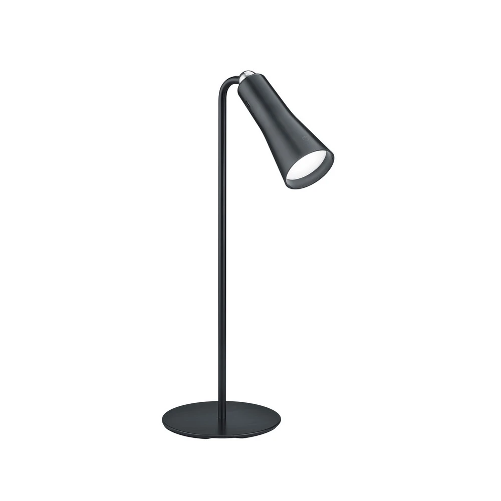 Lampe de table LED à autonomie renouvelable Maxi, noir, métal, intensité variable, 36 avec variateur d'intensité