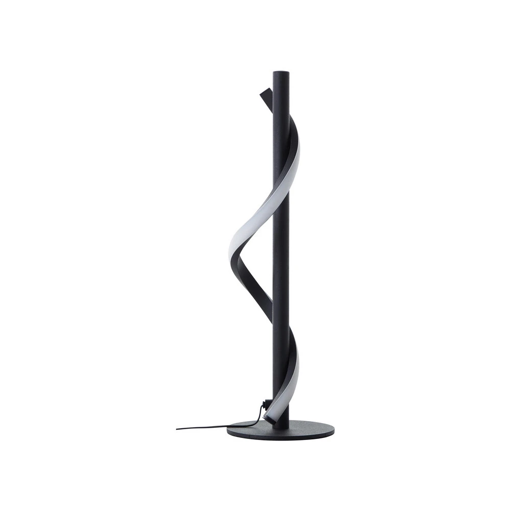Lampe de table LED Eunice, hauteur 40 cm, noir, métal en lin naturel