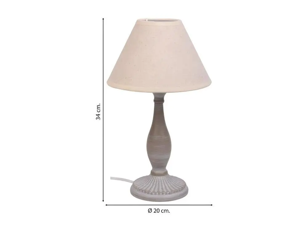 Lampe de table en métal gris 20x20x34h avec câble textile
