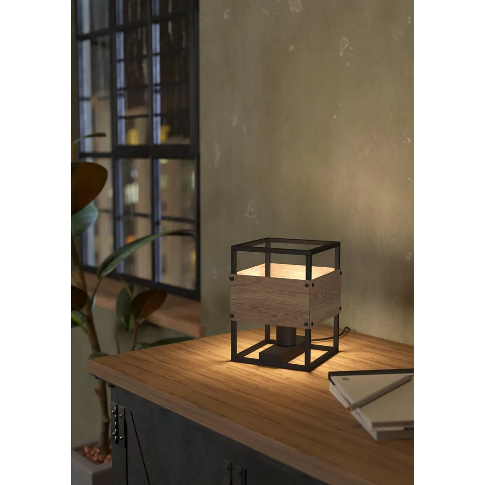 Lampe de table métal noir EVESHAM E27 1X40W pour salon et chambre
