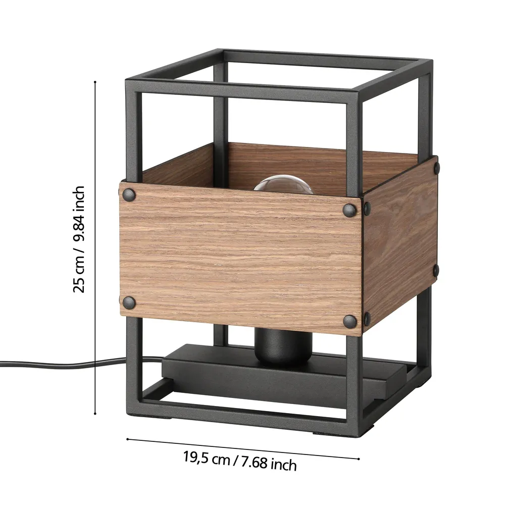 Lampe de table métal noir EVESHAM E27 1X40W pour salon et chambre