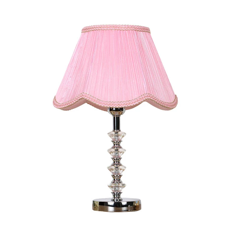 Lampe de table de salon festonnée, lumière original rurale en rose/rouge/café, lampe de nuit avec accents de cristal