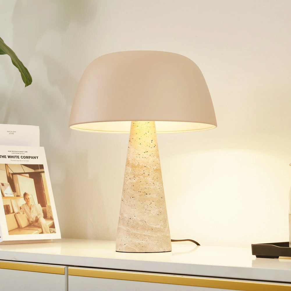 Lindby lampe à poser Magritt, crème, métal, pierre, 41 cm pour salon et chambre
