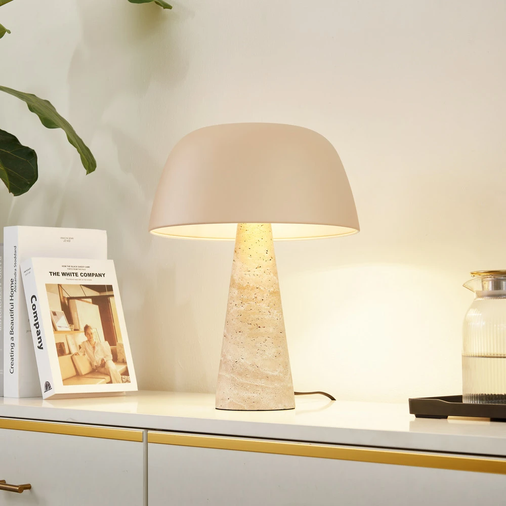 Lindby lampe à poser Magritt, crème, métal, pierre, 41 cm pour salon et chambre