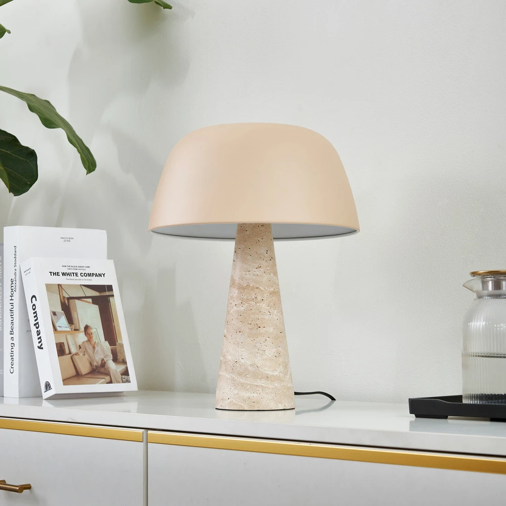 Lindby lampe à poser Magritt, crème, métal, pierre, 41 cm pour salon et chambre