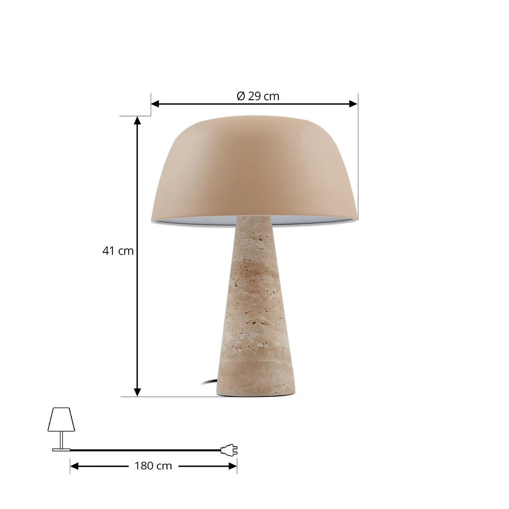 Lindby lampe à poser Magritt, crème, métal, pierre, 41 cm pour salon et chambre