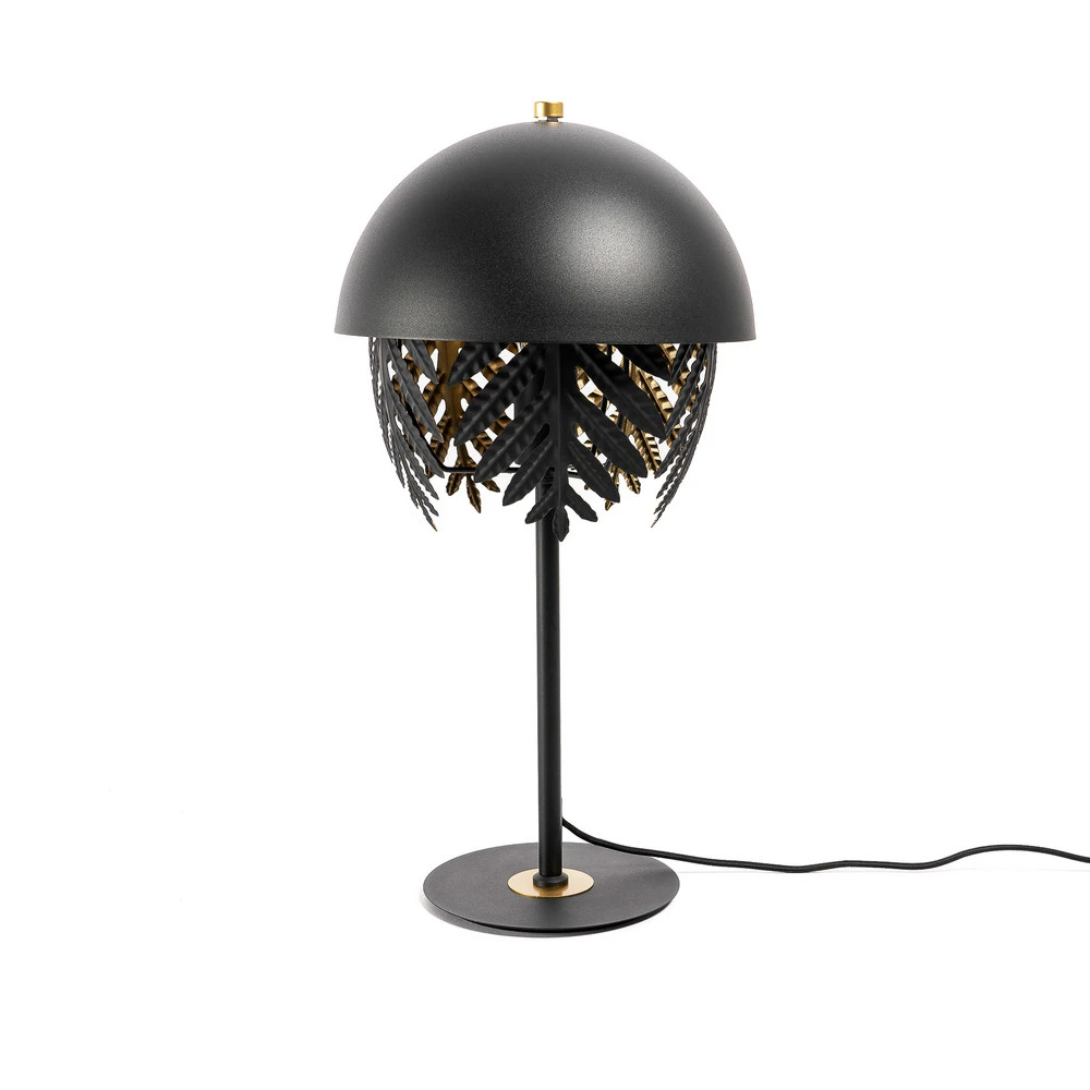 Lucande Aparas lampe de table feuille, noir-or avec douille E27
