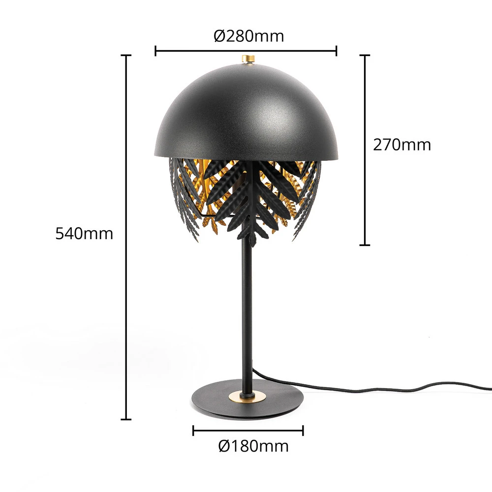 Lucande Aparas lampe de table feuille, noir-or avec douille E27