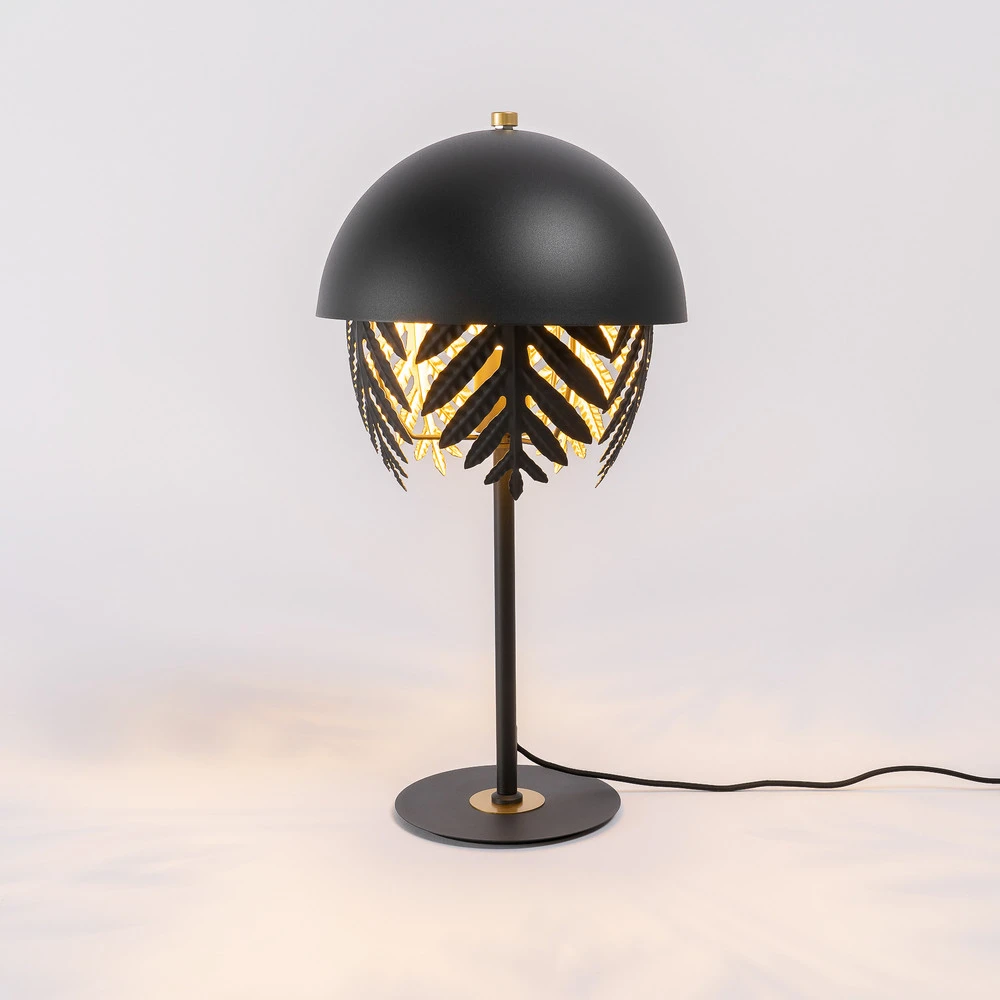 Lucande Aparas lampe de table feuille, noir-or avec douille E27
