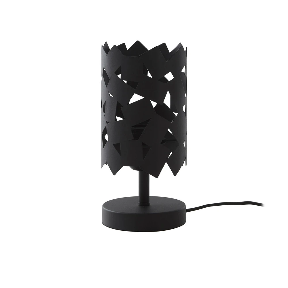 Lucande lampe à poser Aeloria, noir, fer, Ø 12 cm, E27 en lin naturel