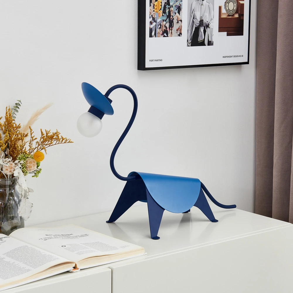 Lucande lampe de table Idalina, Dino, bleu, acier, 44 cm | Dimmable | Haute luminosité
