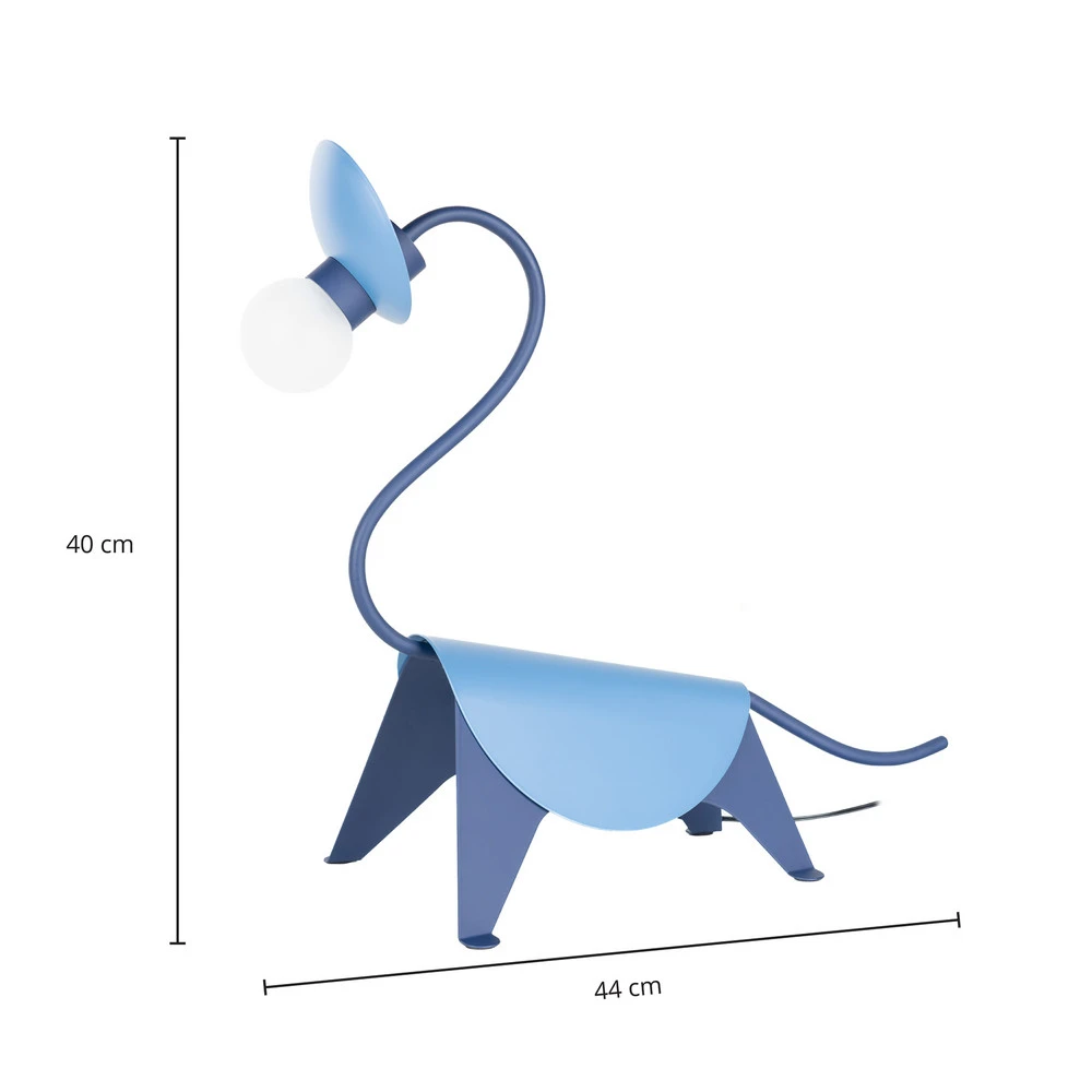 Lucande lampe de table Idalina, Dino, bleu, acier, 44 cm | Dimmable | Haute luminosité