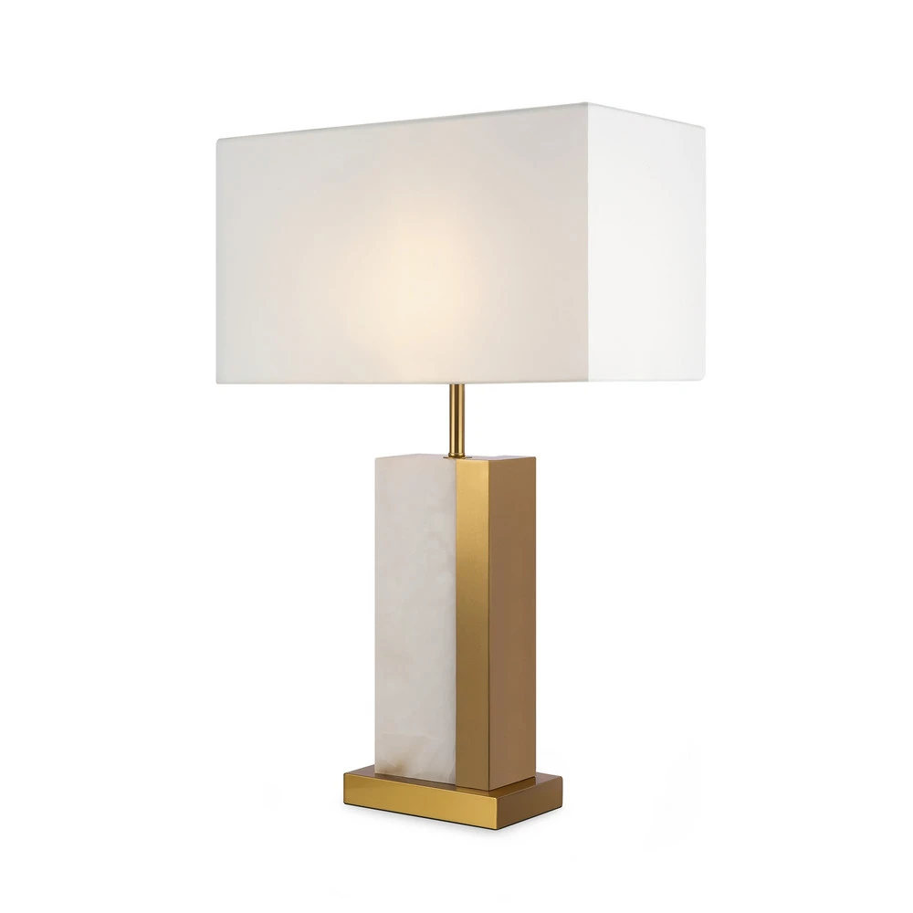 Maytoni lampe de table Bianco blanc hauteur 67,5 cm textile/albâtre avec Abat-Jour Inclus