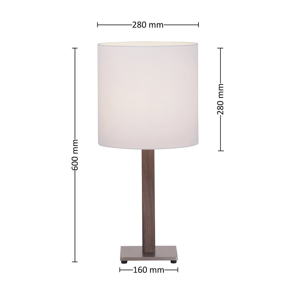Quitani lampe de table Elif, blanc, angulaire, chêne ténébreux