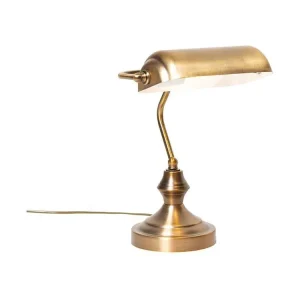 Socle en bois massif Lampe de table/lampe de notaire authentique bronze - Banquier
