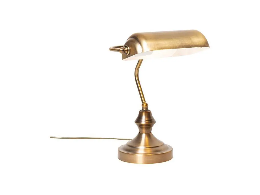 Socle en bois massif Lampe de table/lampe de notaire authentique bronze - Banquier