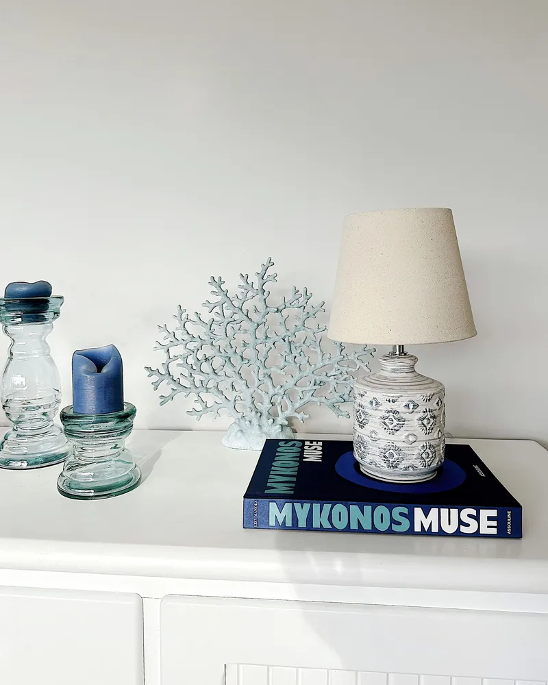 Socle en bois massif Table Lamp Crème ROSANNA