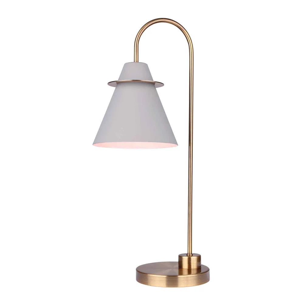 Socle en céramique Lampe de table Talia à 1 lumière avec abat-jour gris, or