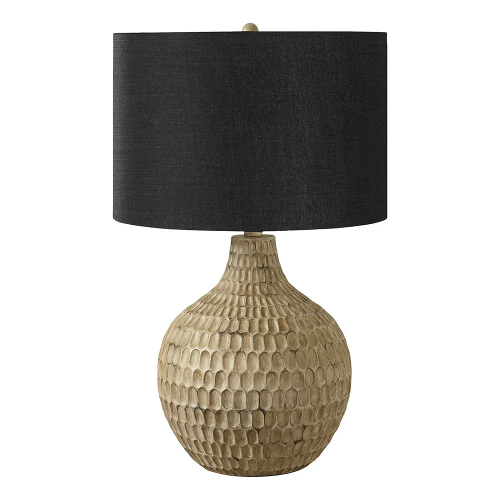 Suspension à trois bras Lampe de table en résine brune avec abat-jour noir, 25"