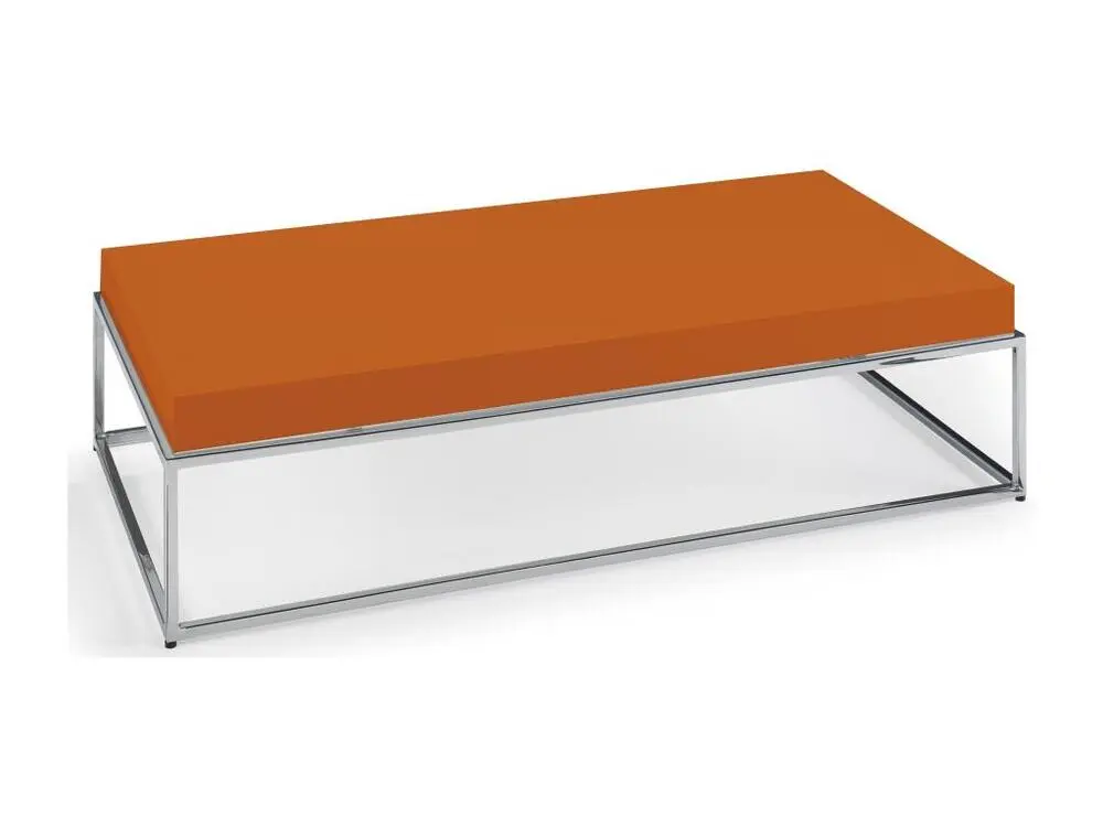 Table basse rectangulaire bois laqué orange et acier inoxydable Gucca pour intérieur moderne