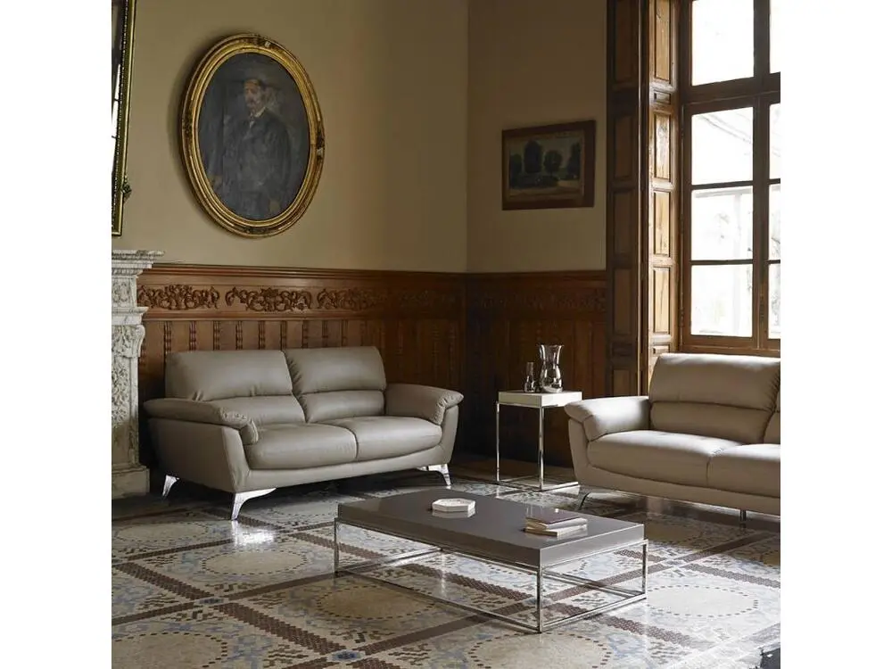 Table basse rectangulaire bois laqué orange et acier inoxydable Gucca pour intérieur moderne