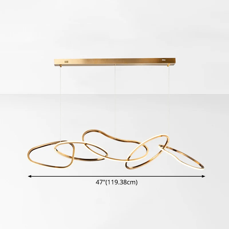 Éclairage LED Haute Luminosité 5-Ring-Inselbeleuchtung aus Metall, minimalistische goldene LED-Hängeleuchte für das Esszimmer