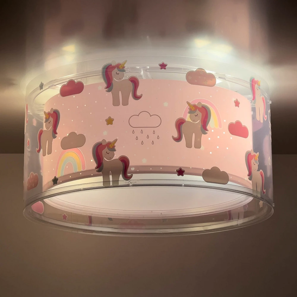 Dalber Unicorn plafonnier, motif licorne, 1 lampe avec LED intégrée non remplaçable