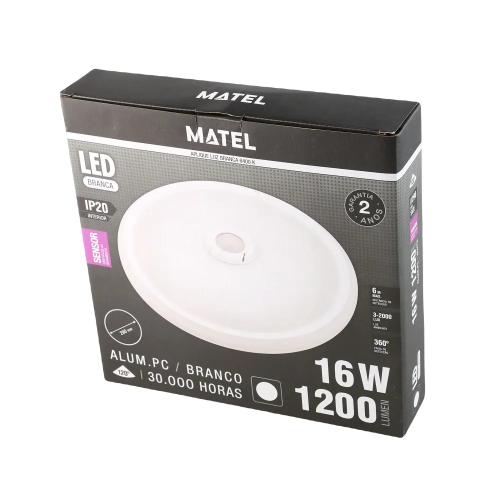 LAMPE AVEC CAPTEUR LED ROND IP20 16W GLACIAL pour plafonds suspendus