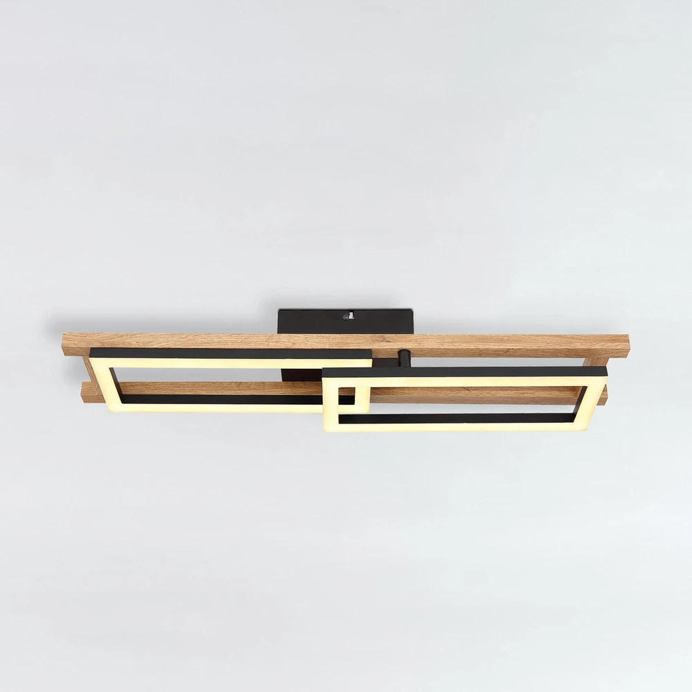 Luminaire de plafond design contemporain Plafonnier LED Illa au design en bois, L 69 cm