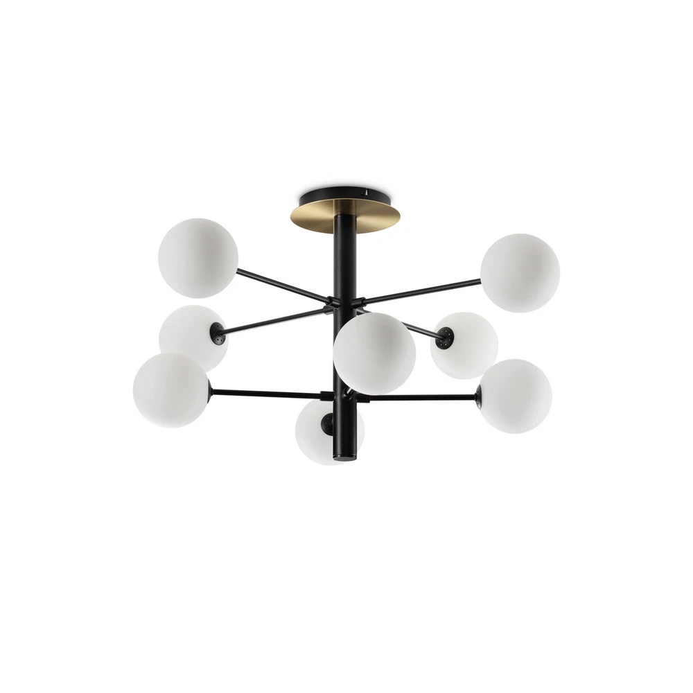 Luminaire de plafond encastrable Ideal Lux plafonnier Cosmopolitan noir métal verre 8flg.
