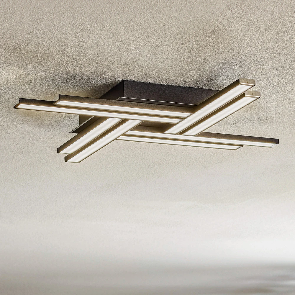 Luminaire de plafond encastrable Plafonnier LED Largo à 8 lampes noir
