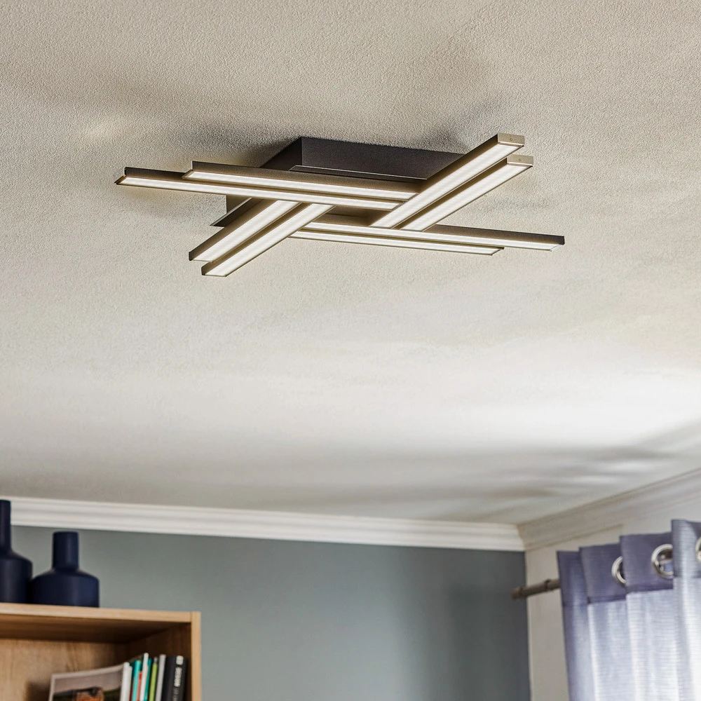 Luminaire de plafond encastrable Plafonnier LED Largo à 8 lampes noir