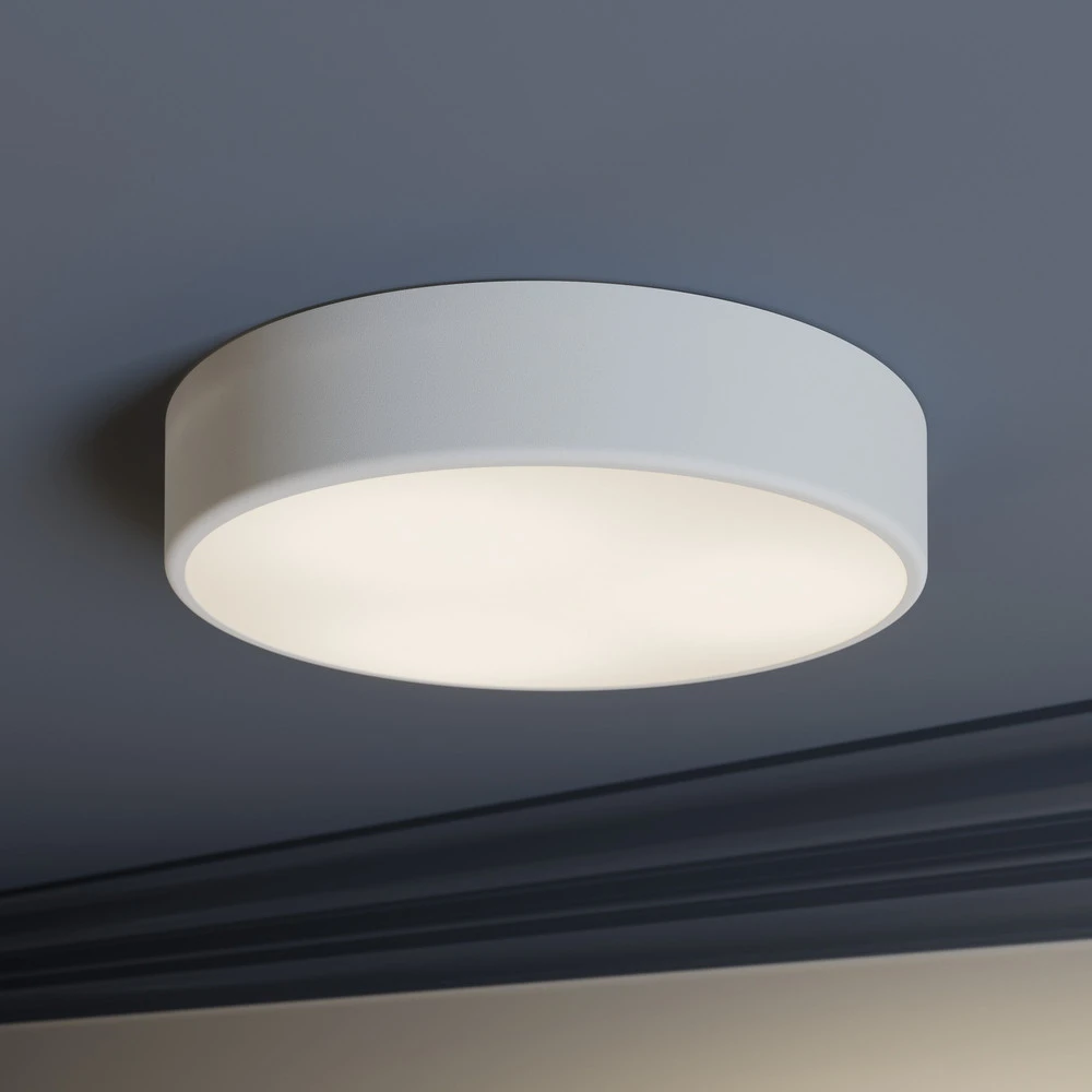 Plafonnier Cleo, Ø 40 cm, IP20, blanc, métal, E27 à fixation clip