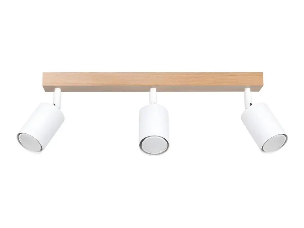 Plafonnier Design Moderne Plafonnier actuel en acier / bois - 3 sources lumineuses - L.33 x H.17 cm - bois blanc