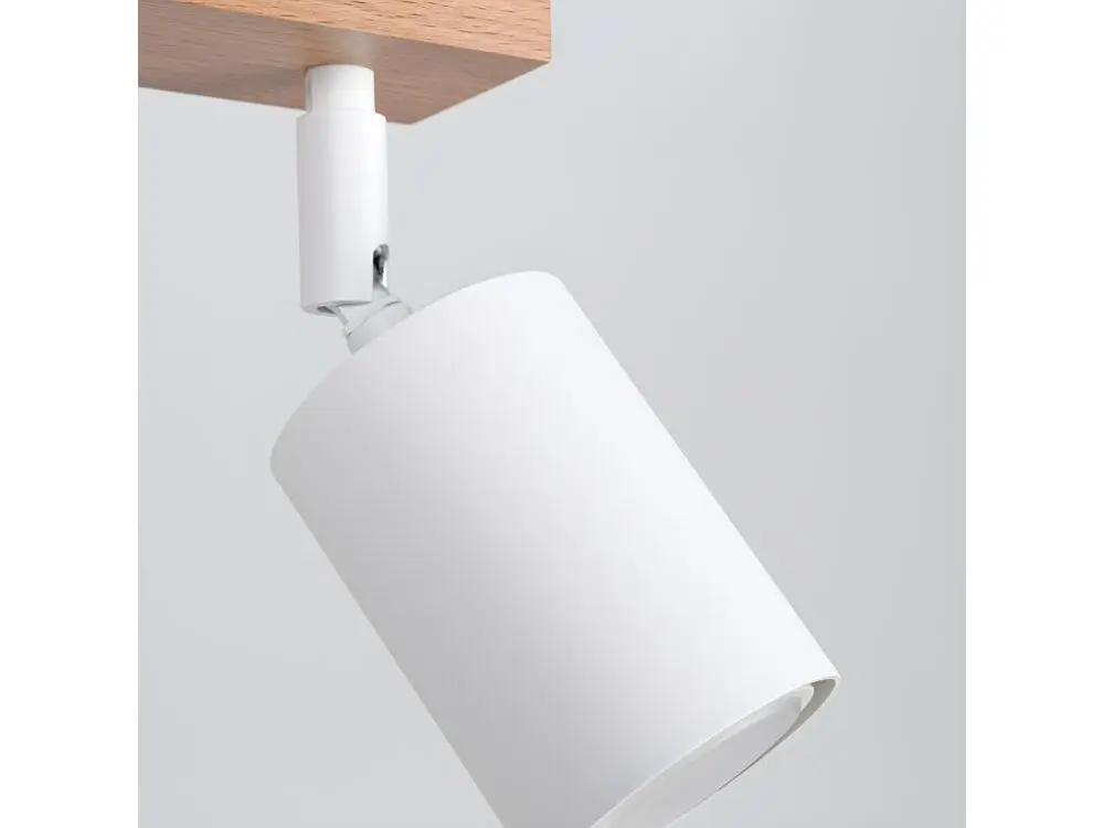Plafonnier Design Moderne Plafonnier actuel en acier / bois - 3 sources lumineuses - L.33 x H.17 cm - bois blanc
