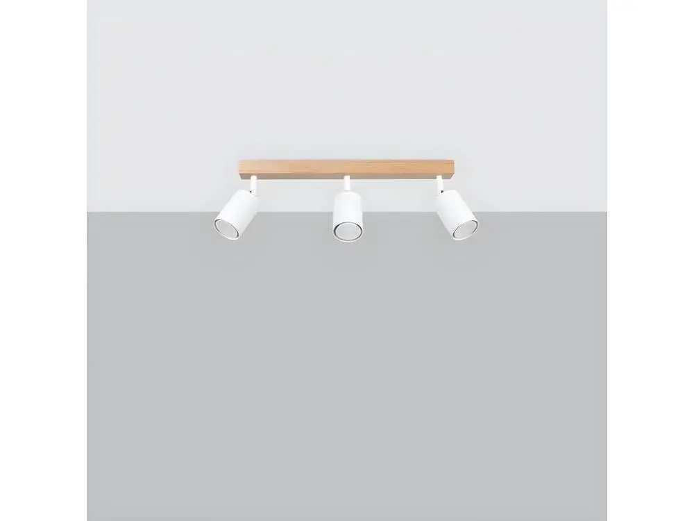 Plafonnier Design Moderne Plafonnier actuel en acier / bois - 3 sources lumineuses - L.33 x H.17 cm - bois blanc