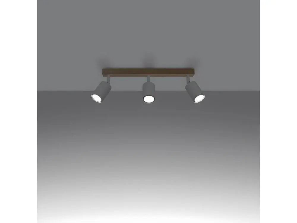 Plafonnier Design Moderne Plafonnier actuel en acier / bois - 3 sources lumineuses - L.33 x H.17 cm - bois blanc