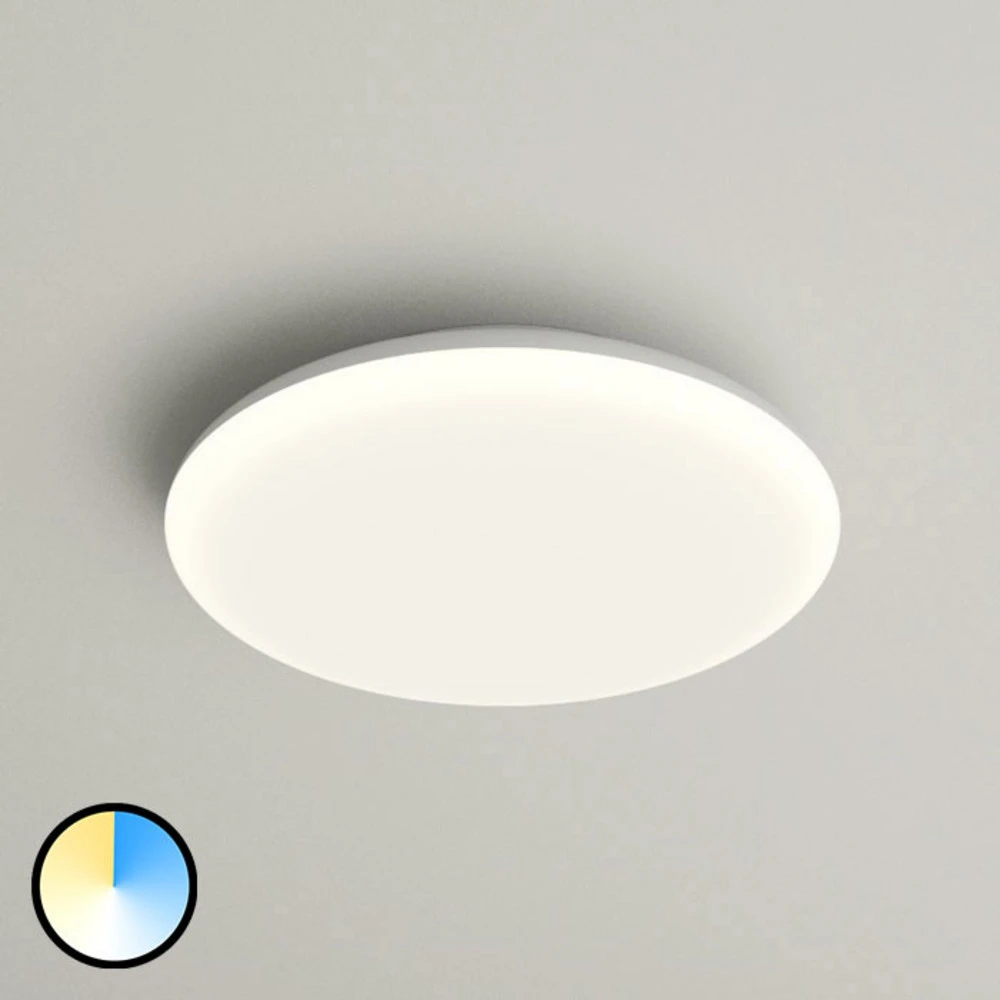 Plafonnier LED Azra, blanc, rond, IP54, Ø 25 cm en acrylique dépoli